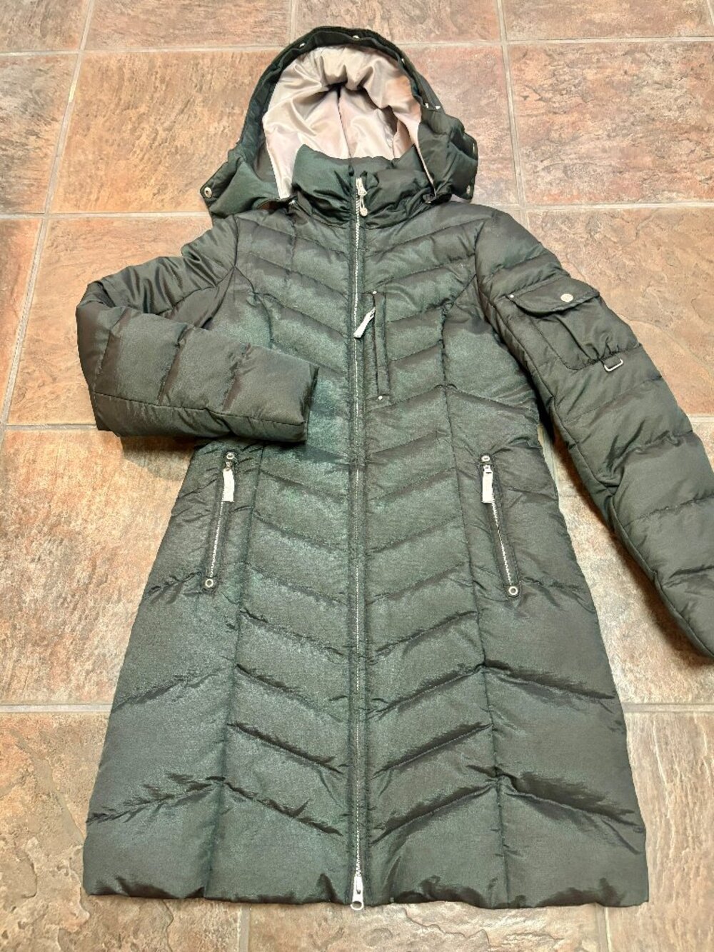 ~~Eddie Bauer Green Premium Quality Goose Down 550 Fill Power Parka Women PXS...